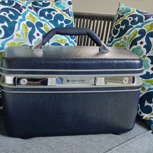 Navy Blue Travel case Vintage storage box craft